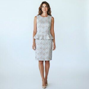 Frank Lyman White Lace Peplum Cocktail Dress Size 6 Evening MOB Wedding